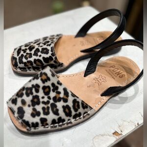 Pons Menorca Avarca Sandals Leopard Print Pony Hair Leather EU 38 US‎ 8